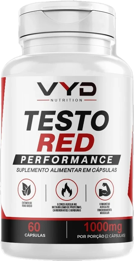 Pote de Testo Red Performance, VYD Nutrition, 60 cápsulas